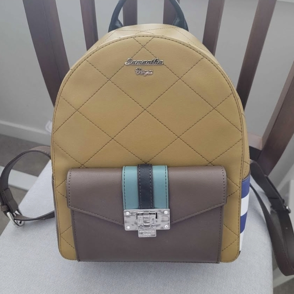 One Piece Usopp Samantha Vega Tan and Brown Quilted Backpack
